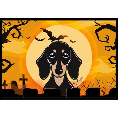 Jensendistributionservices Halloween Smooth Black And Tan Dachshund Indoor & Outdoor Mat, 24 x 36 in. MI2556772